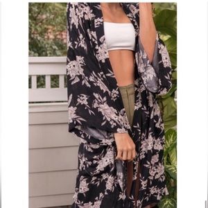 Spiritual Gangster Maya Kimono Robe Wrap Womens Size OS / Medium Black Floral